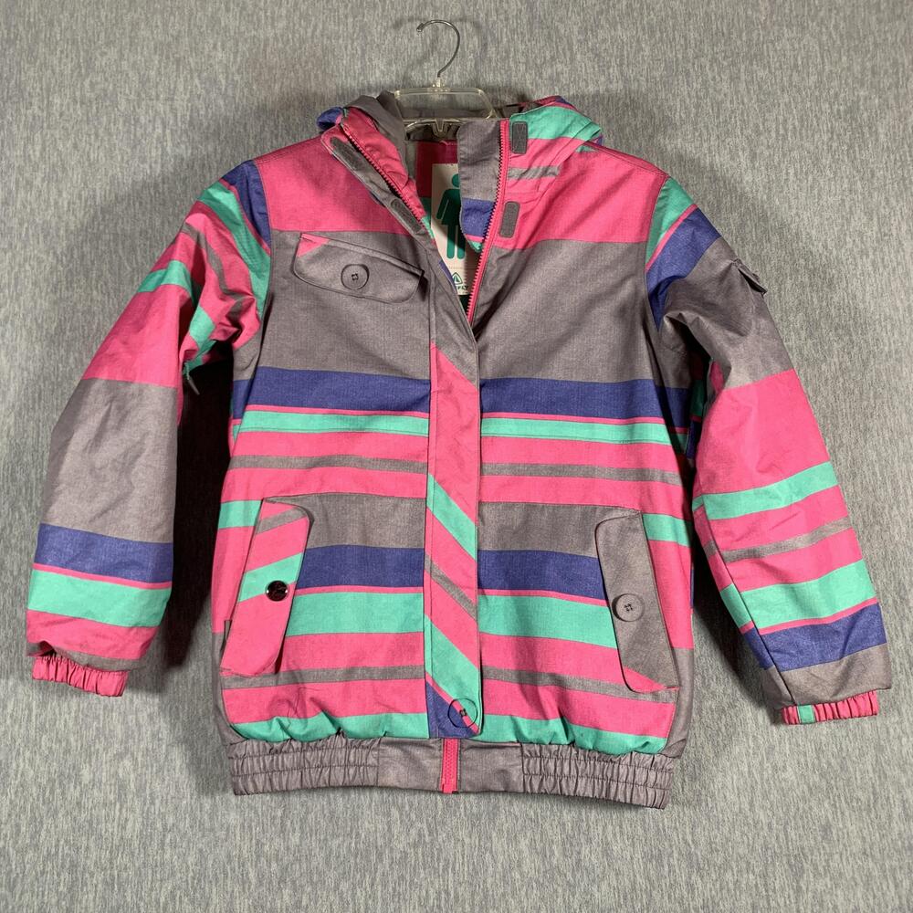 Firefly Jacket Youth Large Pink Teal Stripe Lana Aquabase Snow Winter Coat